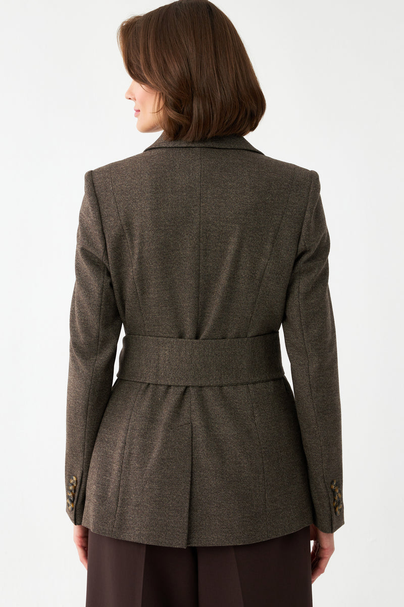 Kadın Kuşaklı Kruvaze Blazer Ceket