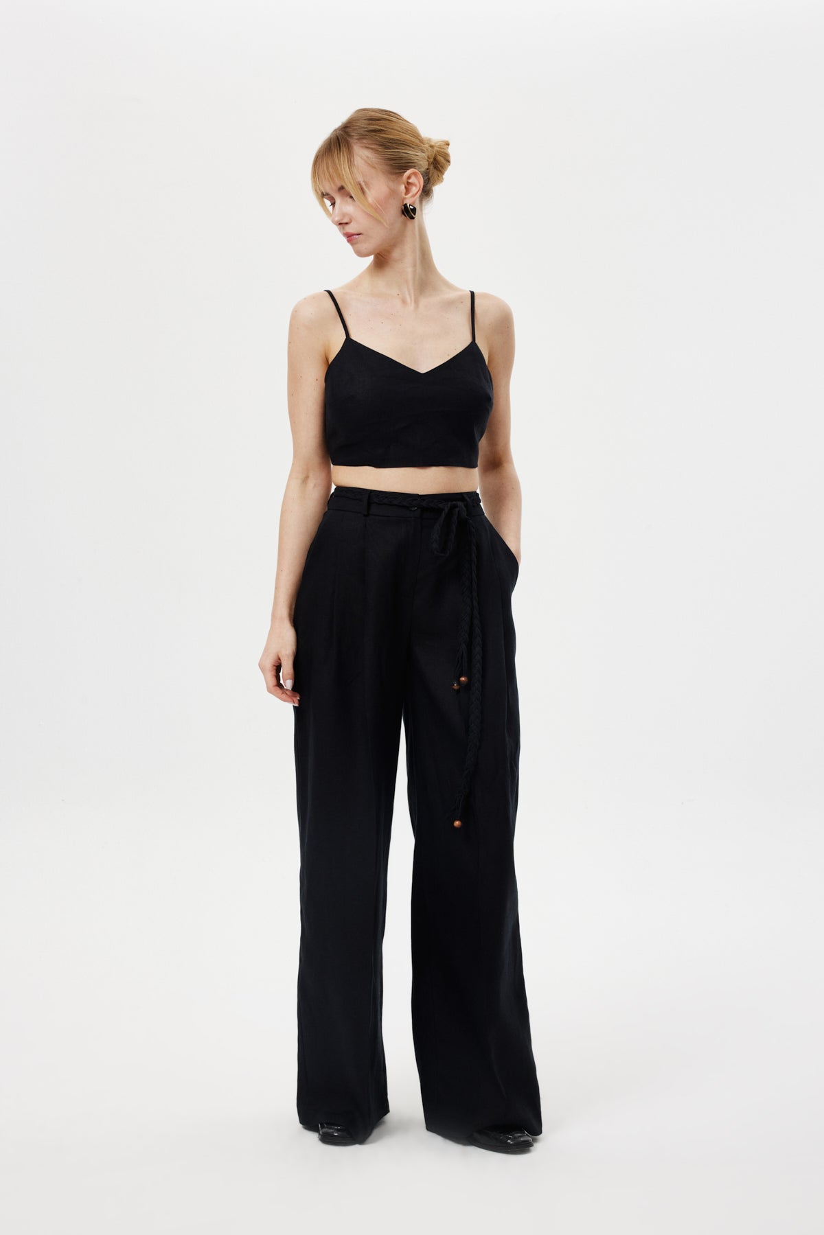 Pileli  Keten  Pantolon