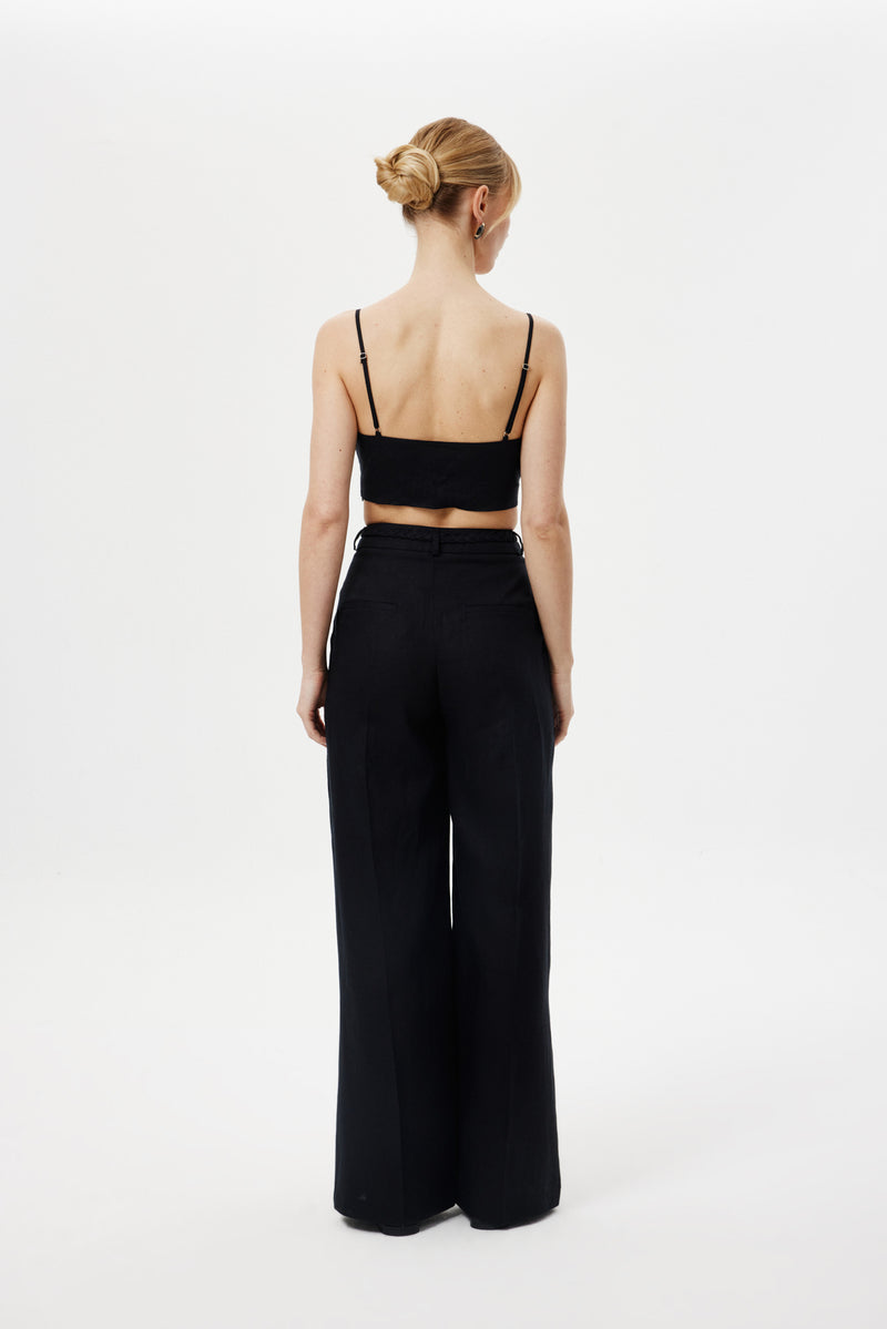 Pileli  Keten  Pantolon