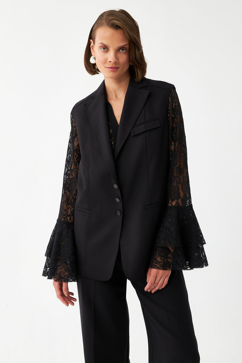 Kolsuz Siyah Blazer Yelek