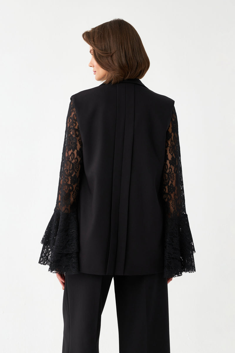 Kolsuz Siyah Blazer Yelek