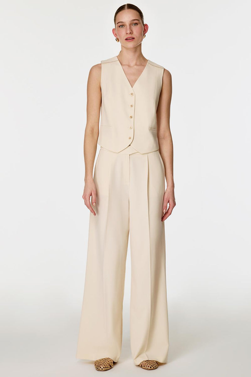 Nakış Detaylı Yelekli Takım EKRU