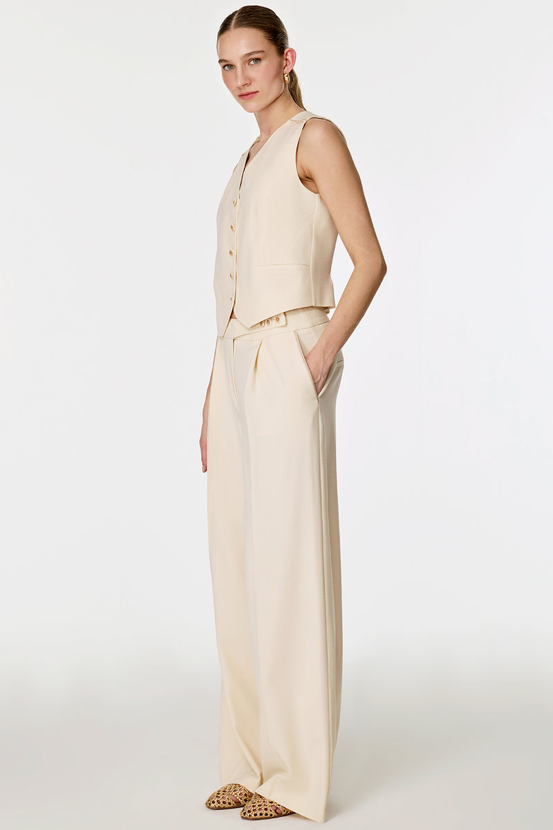 Nakış Detaylı Yelekli Takım EKRU