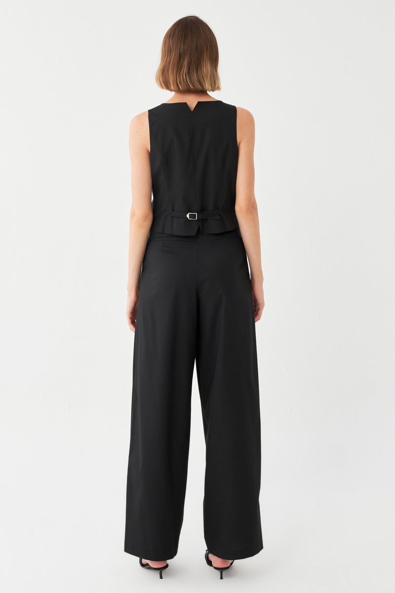 Palazzo Pantolon Yelek Takım SİYAH