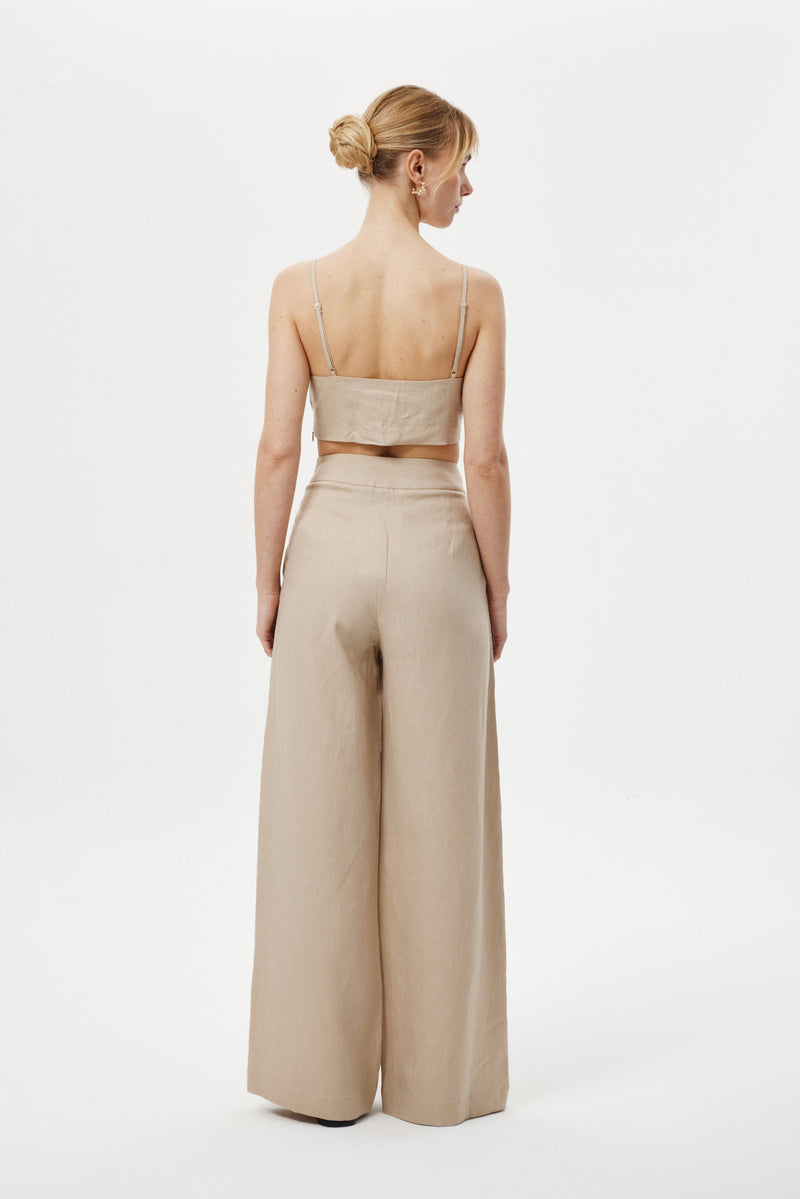 Cep Detaylı Keten Pantolon