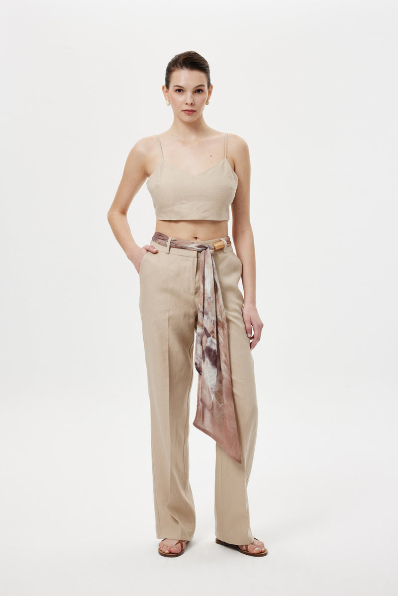 Straıght Kuşaklı Pantolon BEJ