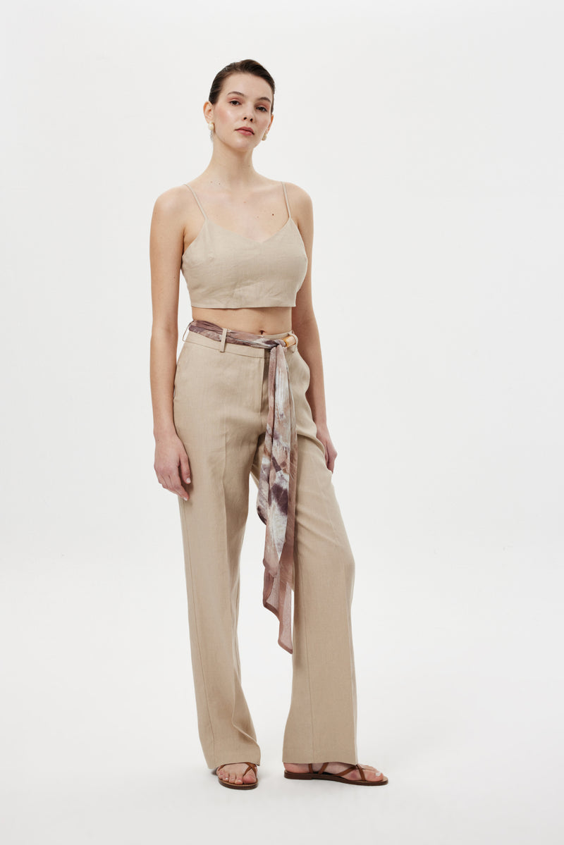 Straıght Kuşaklı Pantolon BEJ