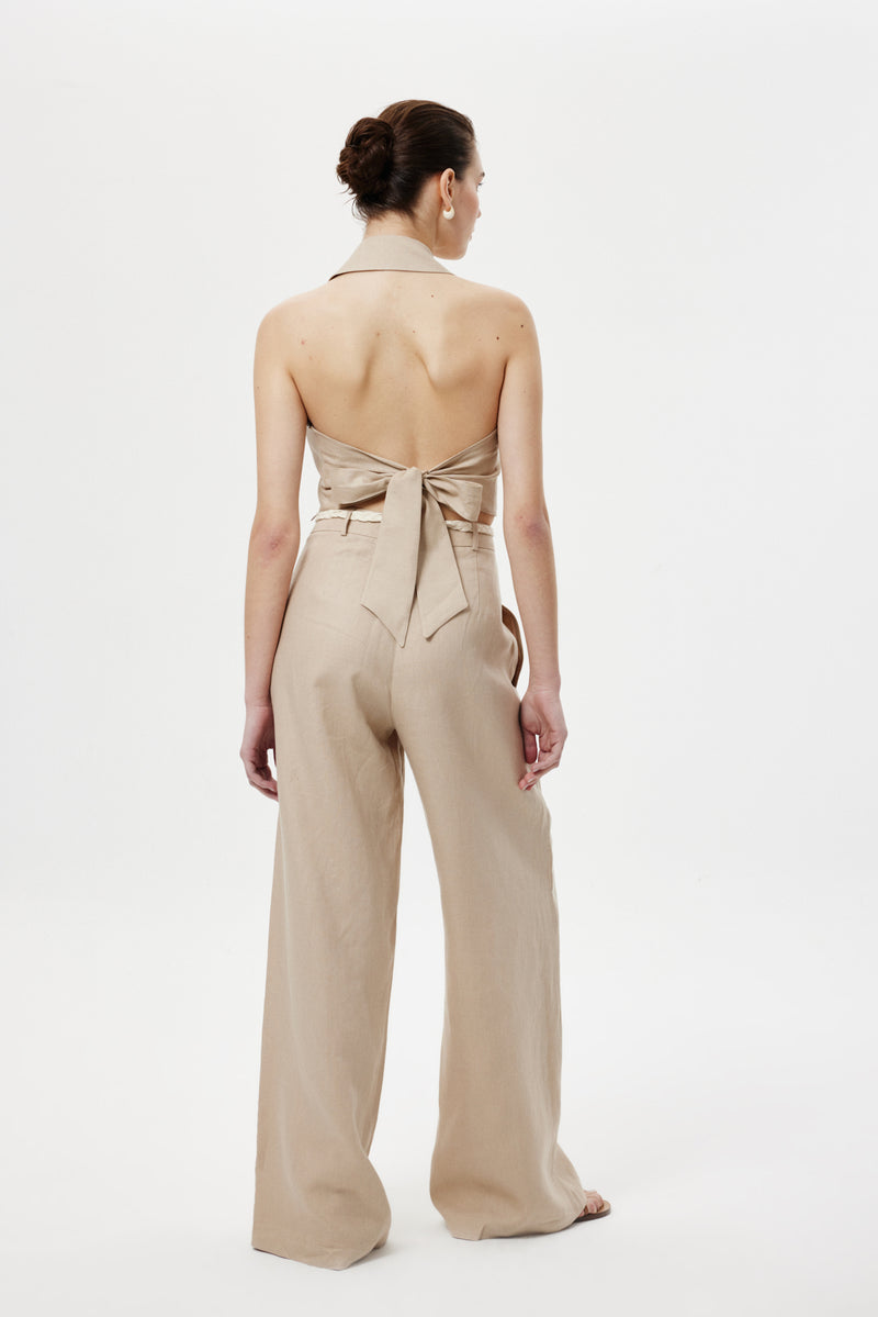 Nakışlı Keten Pantolon