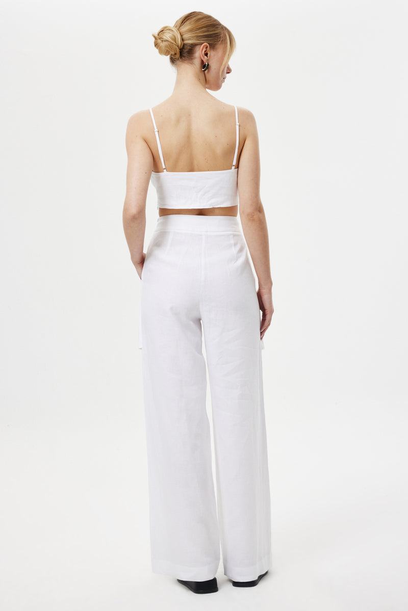 Cep Detaylı Keten Pantolon