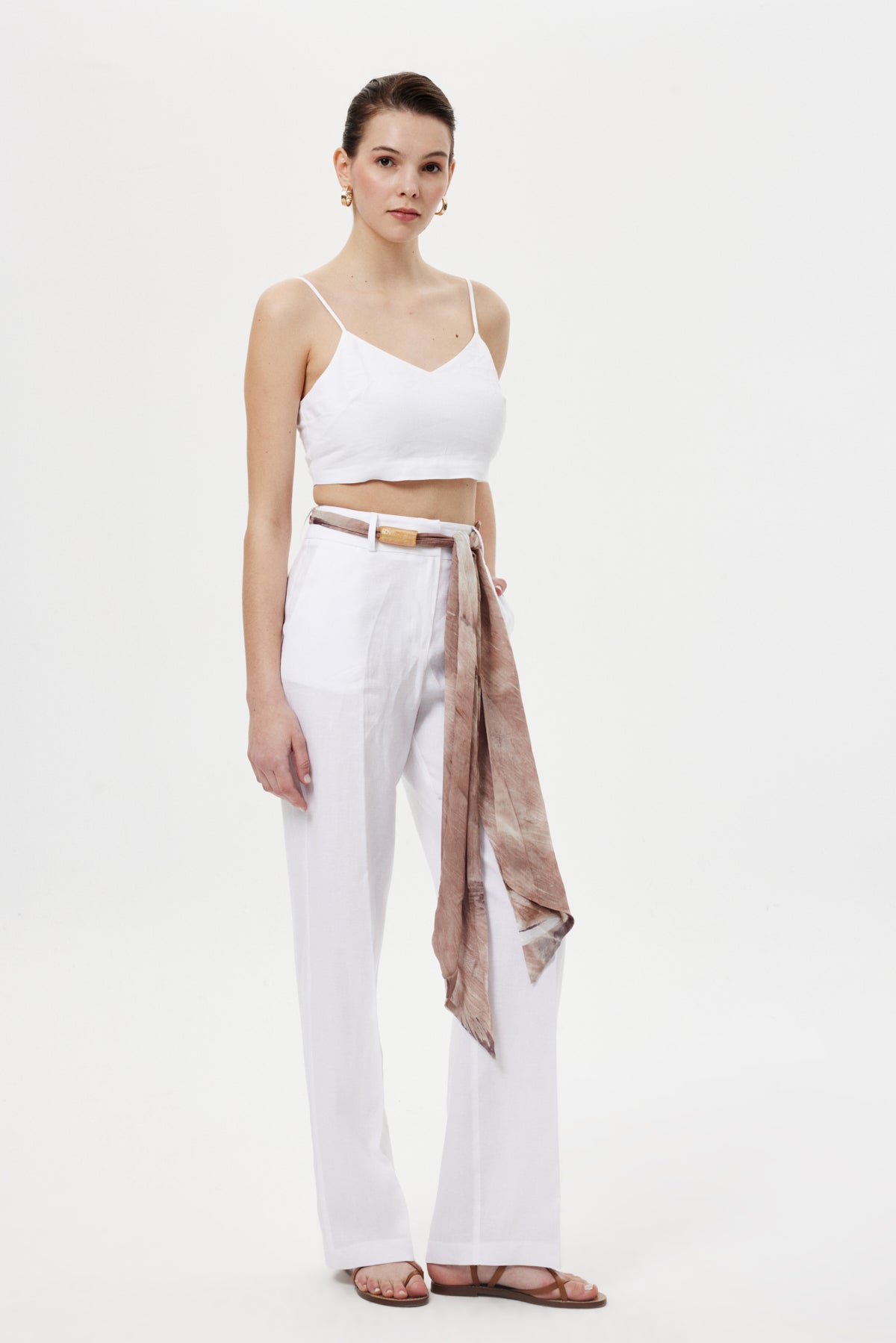 Straight Kuşaklı Pantolon BEYAZ