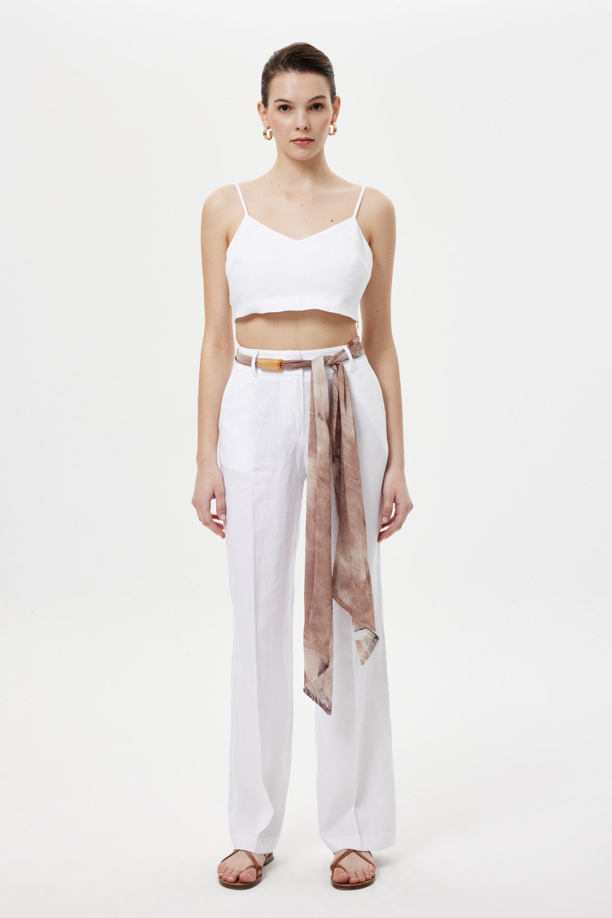 Straight Kuşaklı Pantolon BEYAZ