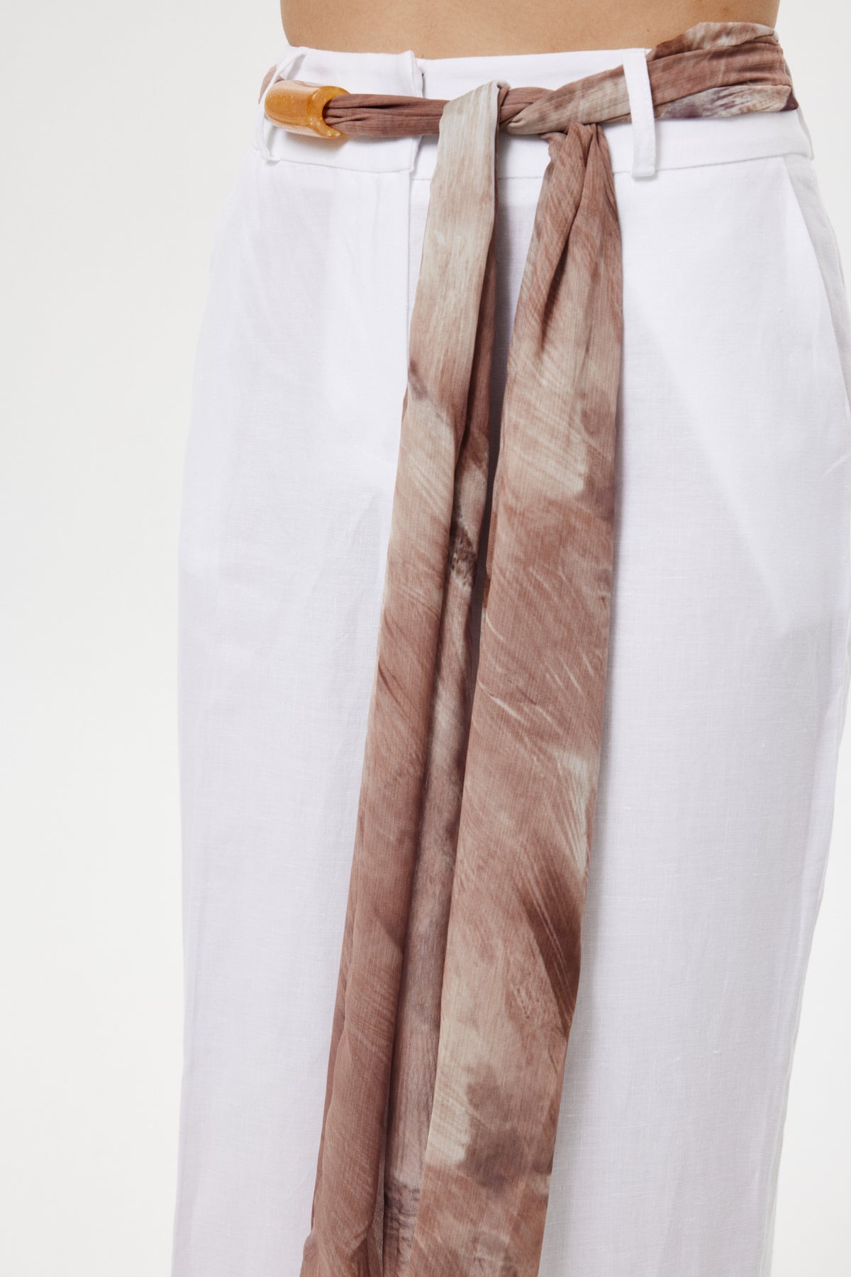 Straight Kuşaklı Pantolon BEYAZ