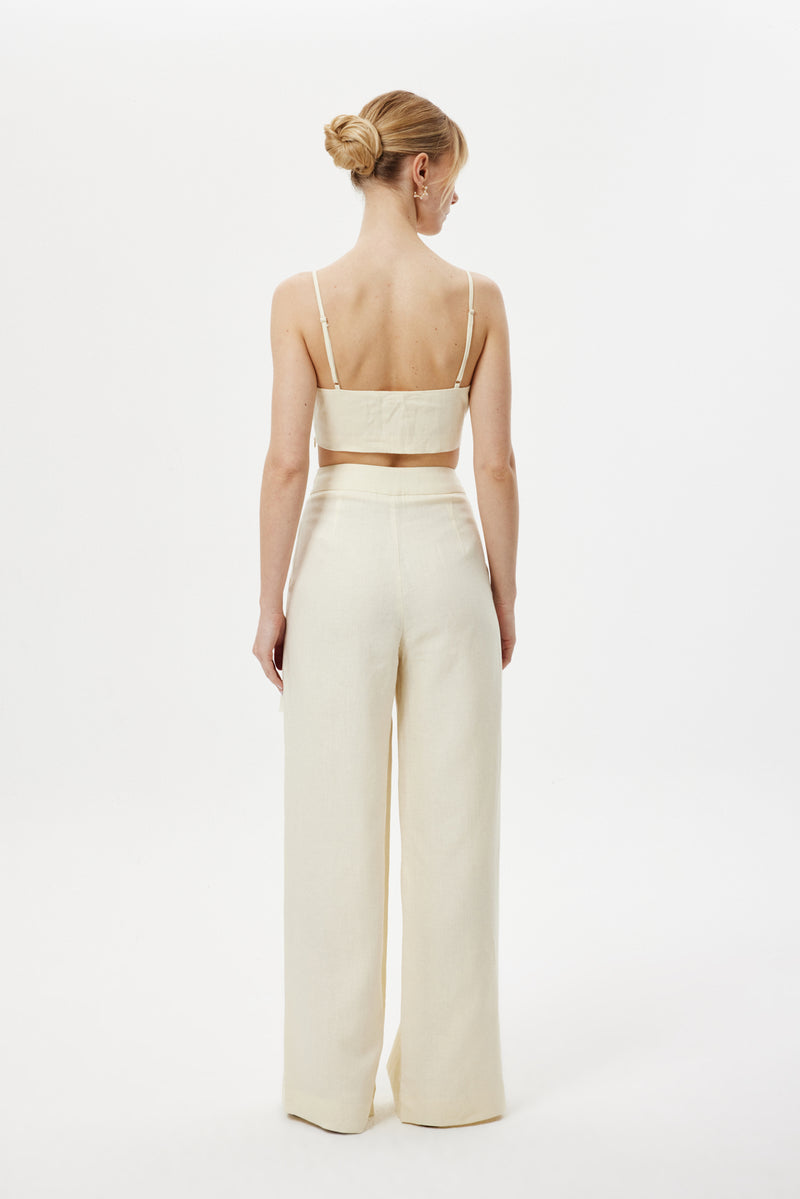 Cep Detaylı Keten Pantolon