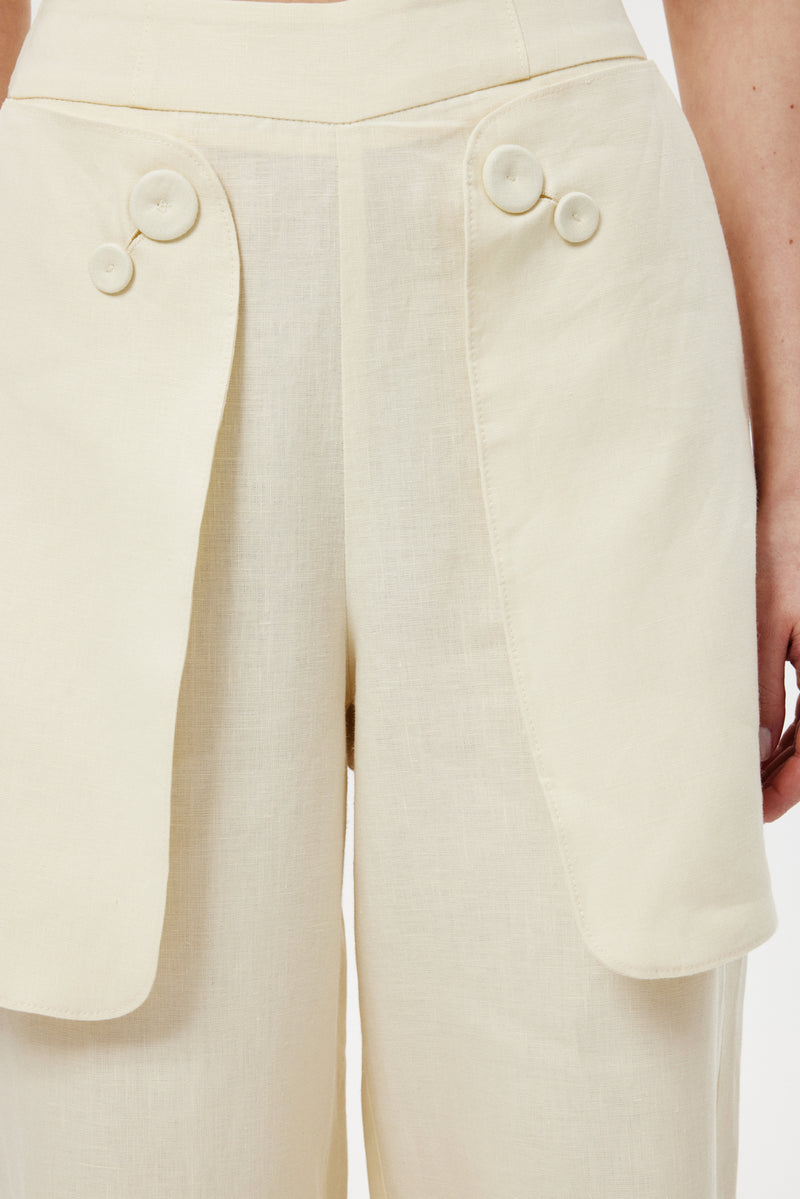 Cep Detaylı Keten Pantolon