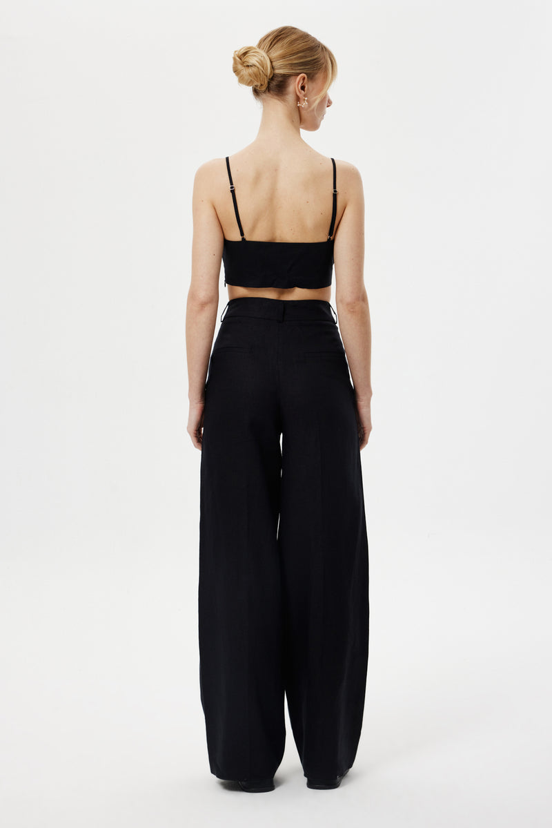 Loose-Fit Keten Pantolon SİYAH