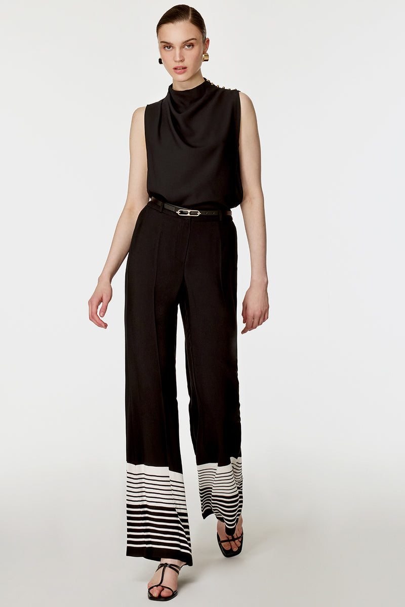 Paçası Desenli Pantolon