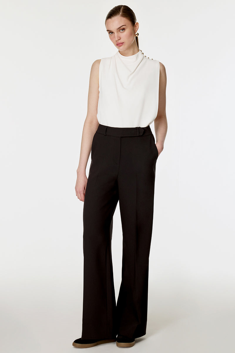 Arkası Lastikli Düz Paça Pantolon SİYAH