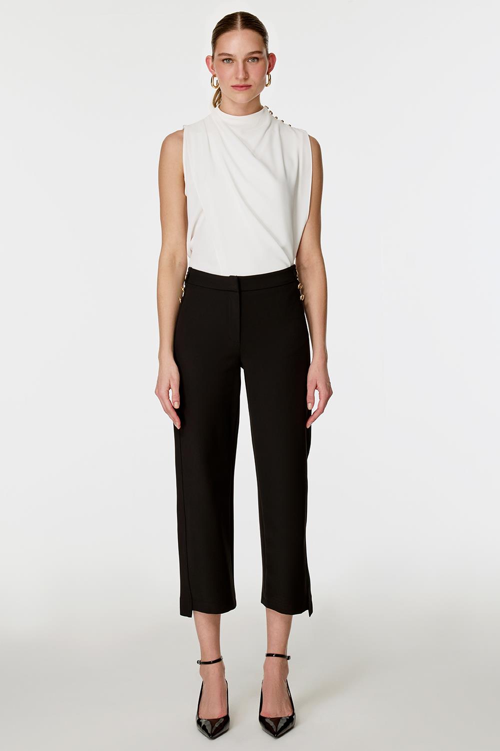 Yanları Düğmeli Pantolon SİYAH