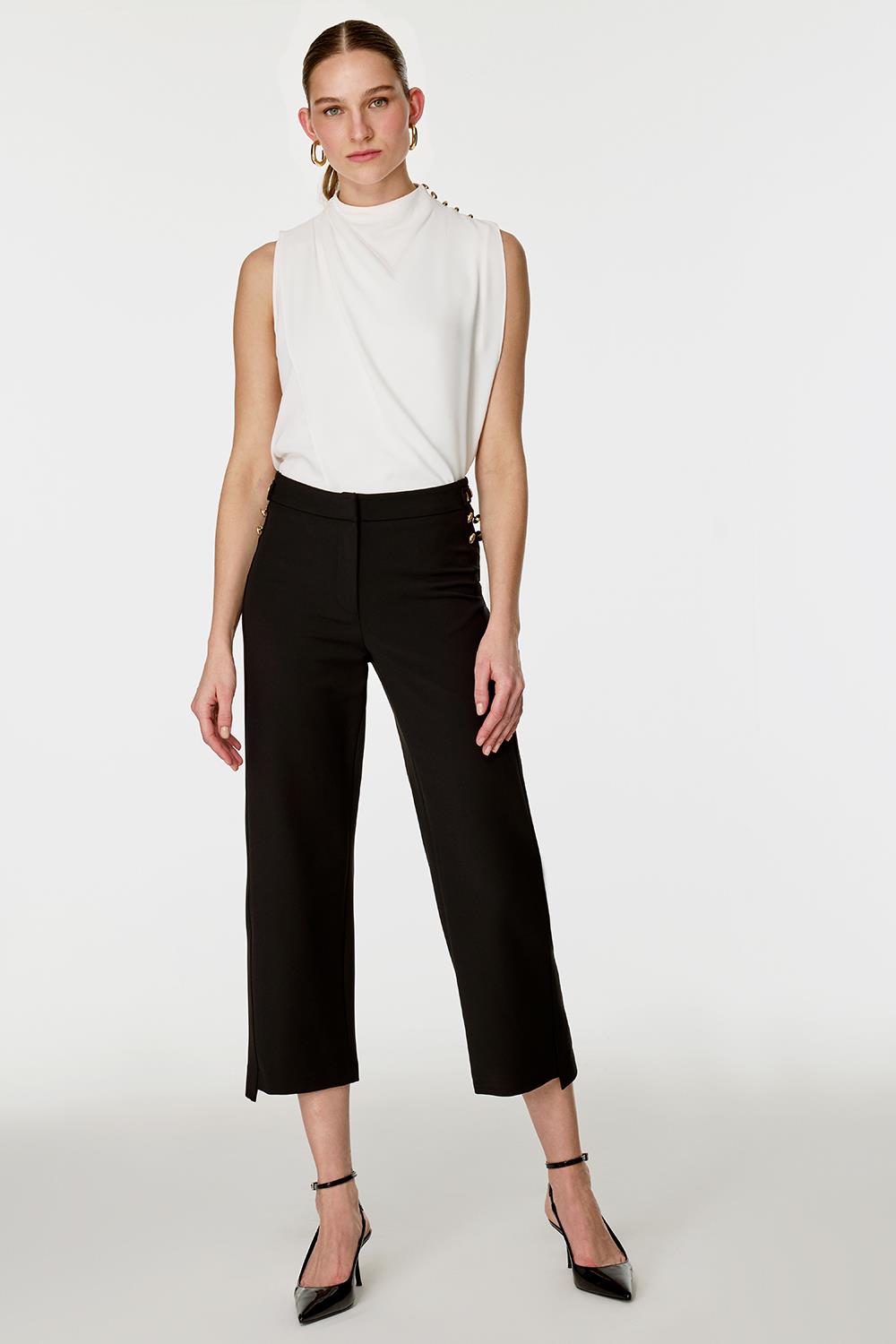 Yanları Düğmeli Pantolon SİYAH