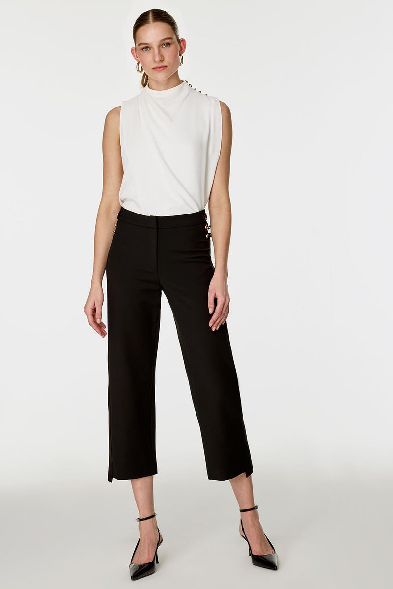 Yanları Düğmeli Pantolon SİYAH