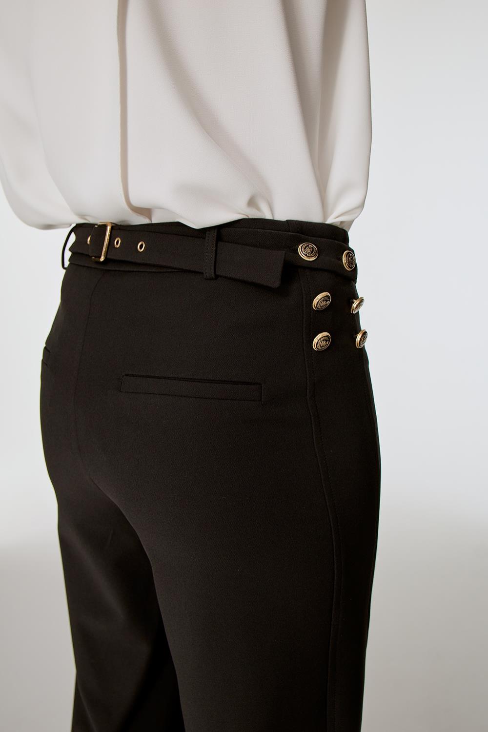 Yanları Düğmeli Pantolon SİYAH