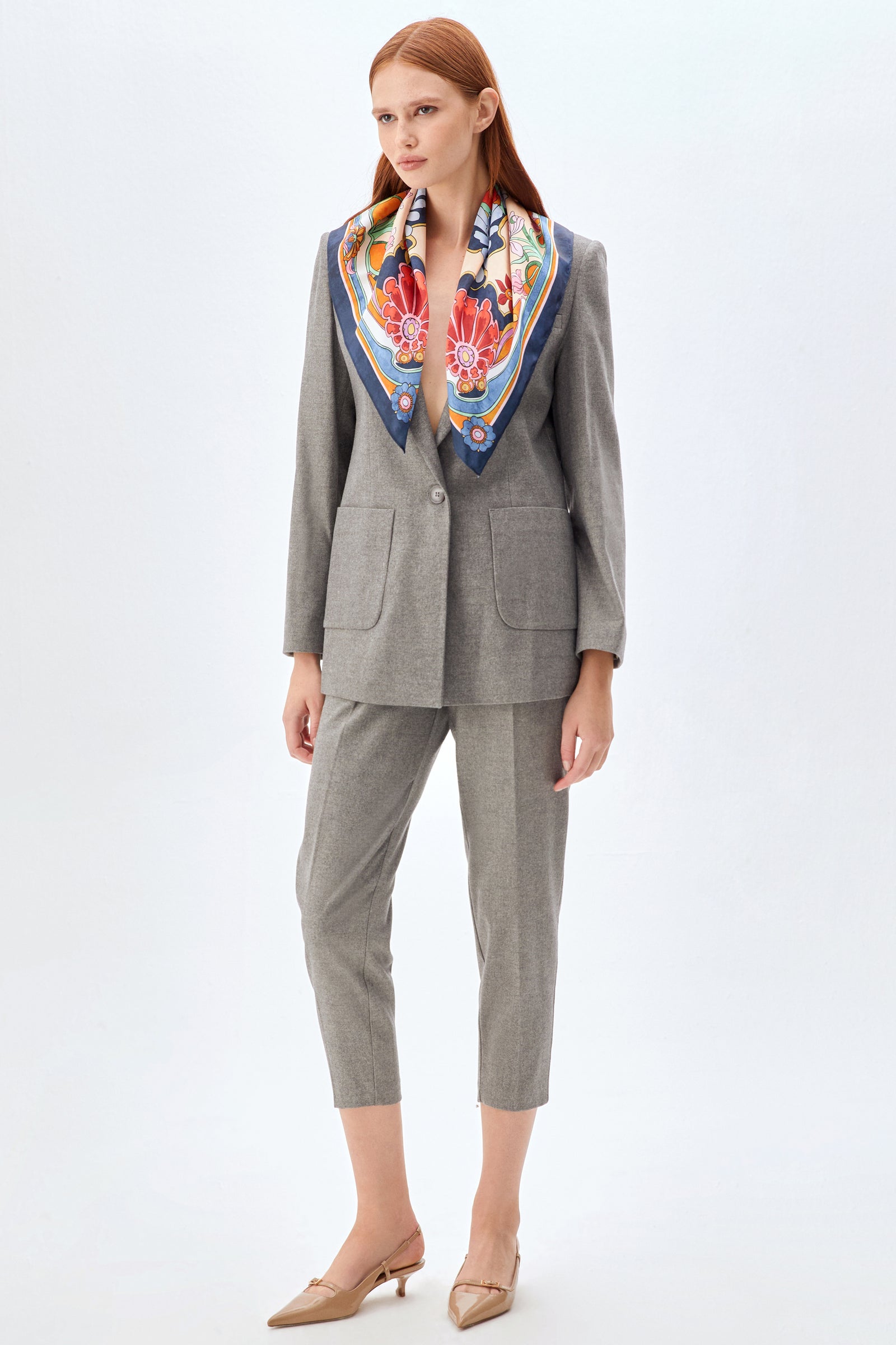 Şal Detaylı Ceket Pantolon