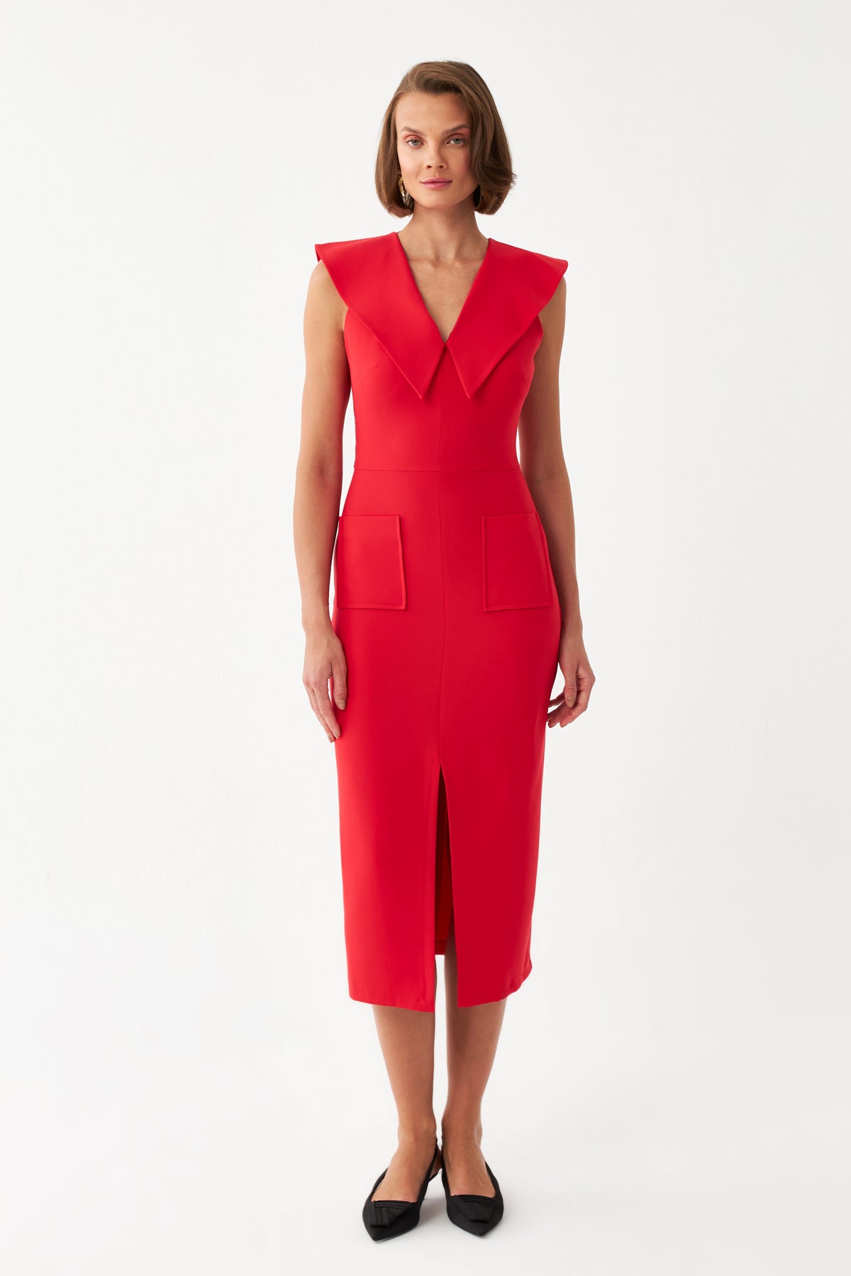 Sırt Dekolteli Midi Elbise KIRMIZI