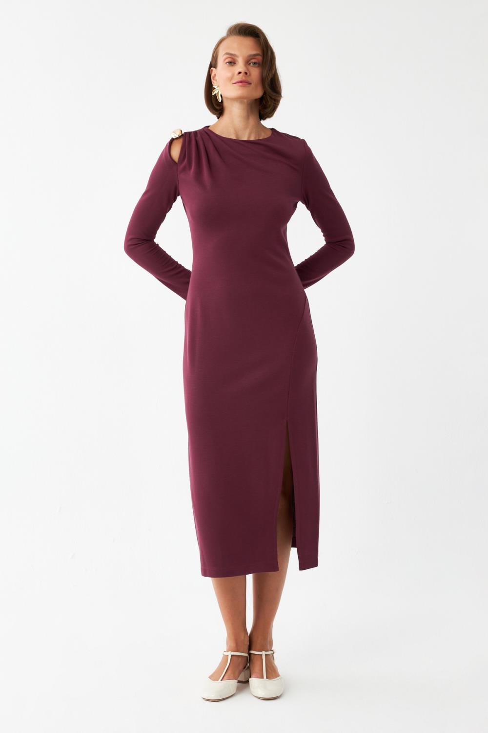 Straight-Fit Elbise BORDO