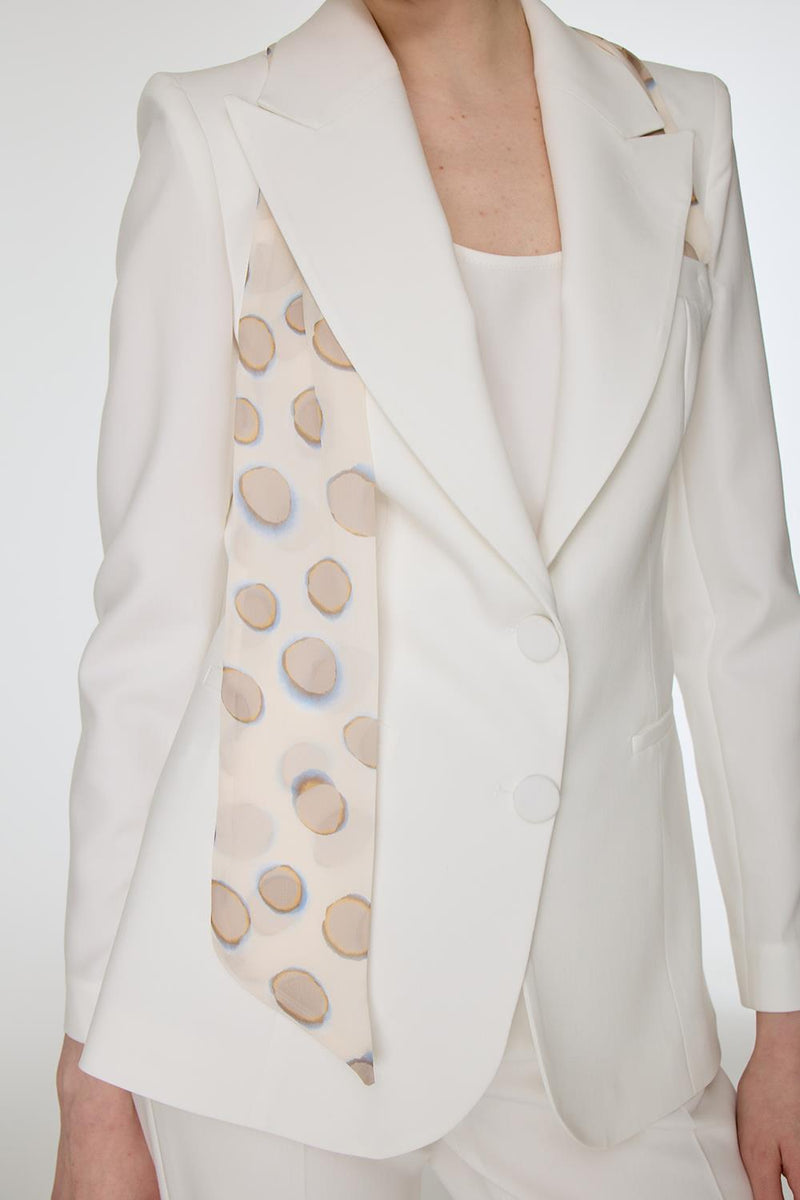 Yakası Fularlı Takım EKRU