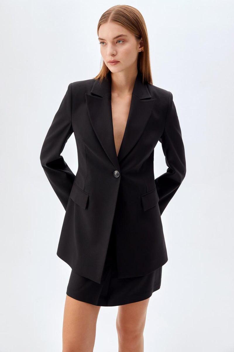 Tek Düğmeli Fit Kalıp Ceket SİYAH