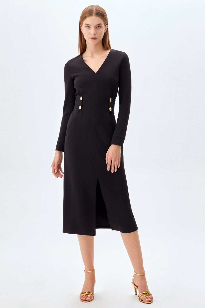 V Yaka Straıght-Fit Elbise