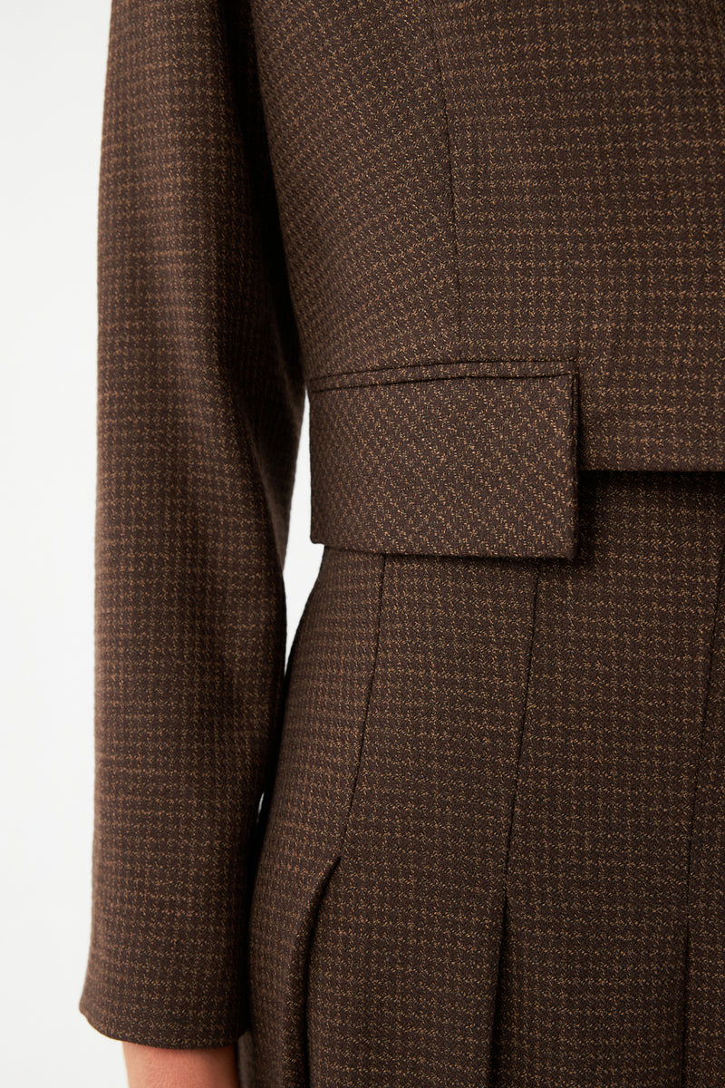 Kahverengi Tokalı Kruvaze Kısa Blazer Ceket
