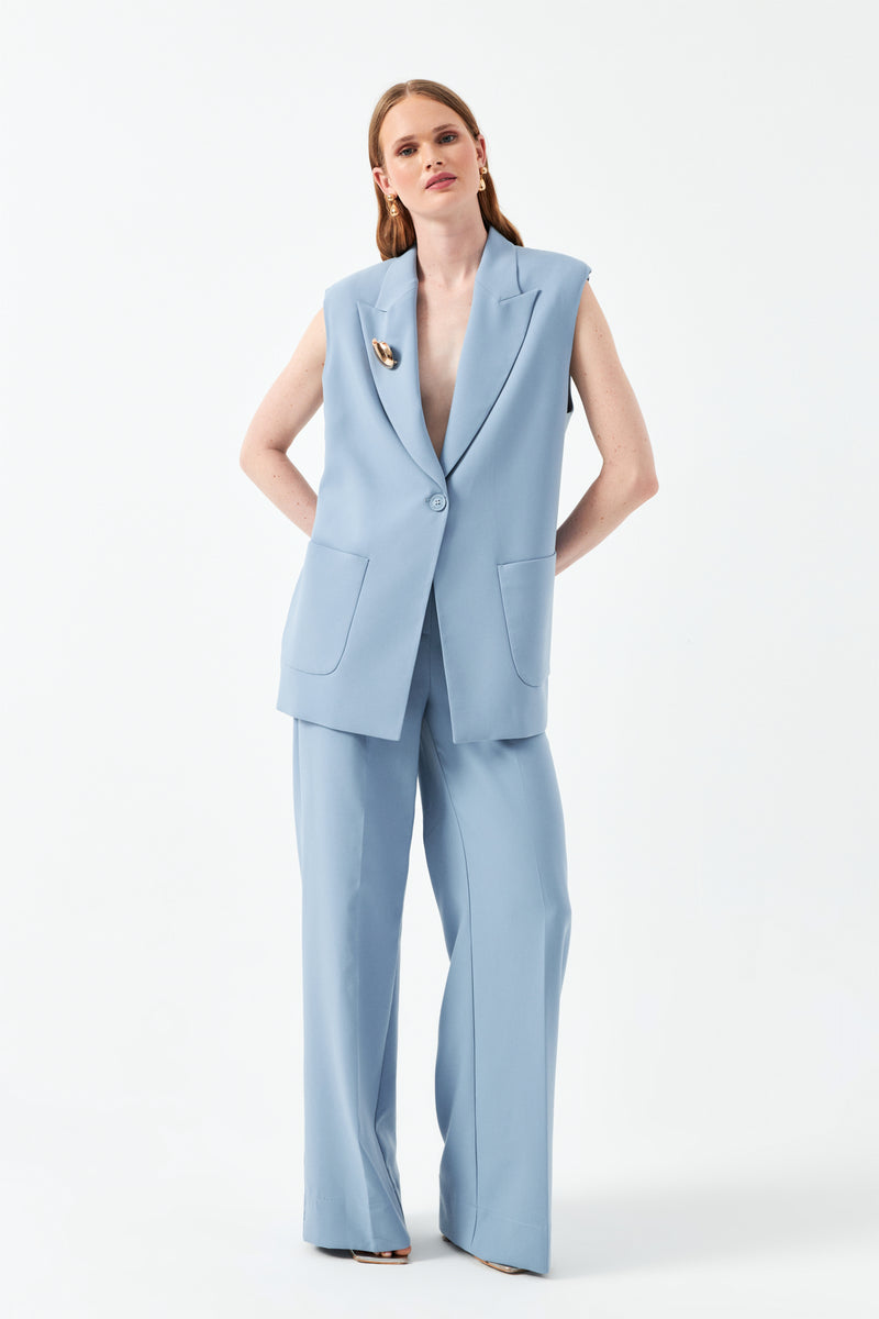 Kolsuz Mavi Blazer Yelek