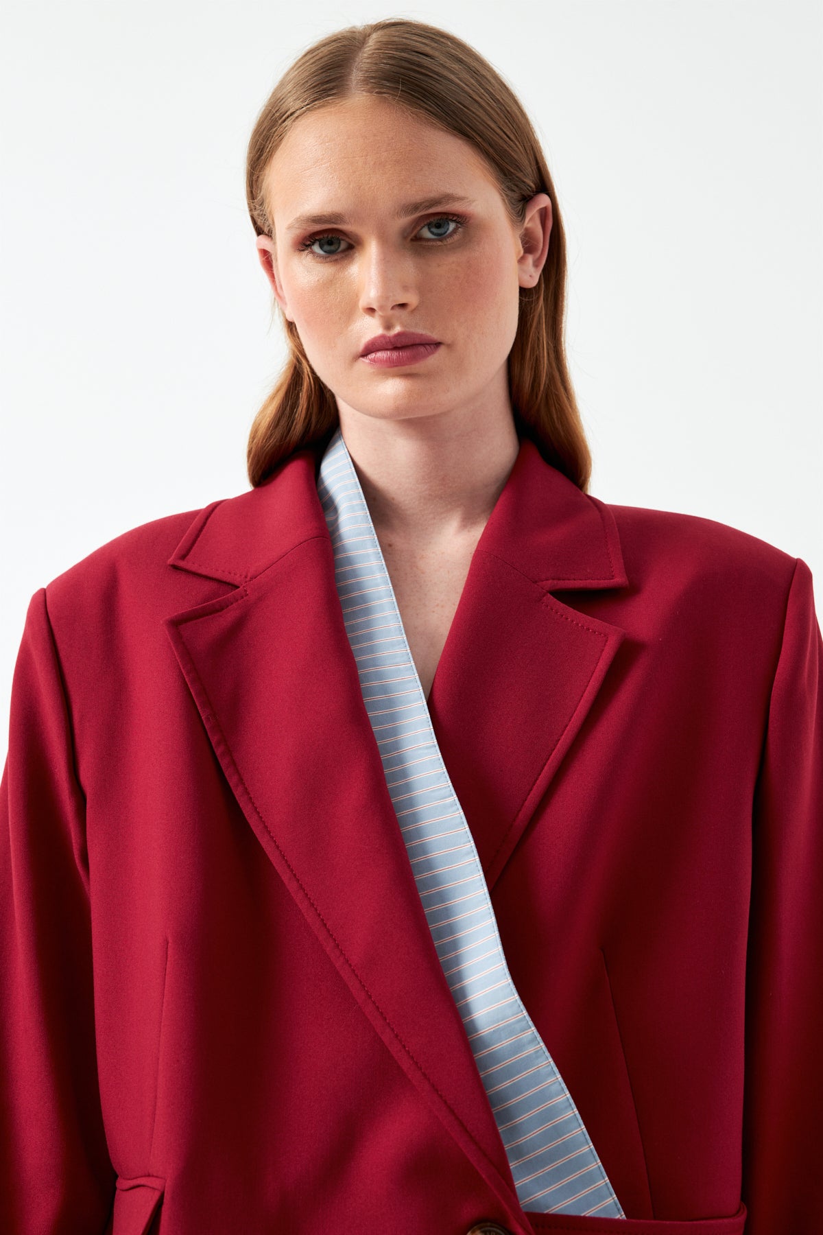 Vişne Kravat Detaylı Blazer Ceket