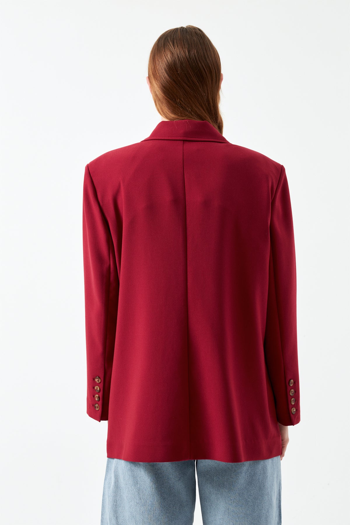 Vişne Kravat Detaylı Blazer Ceket