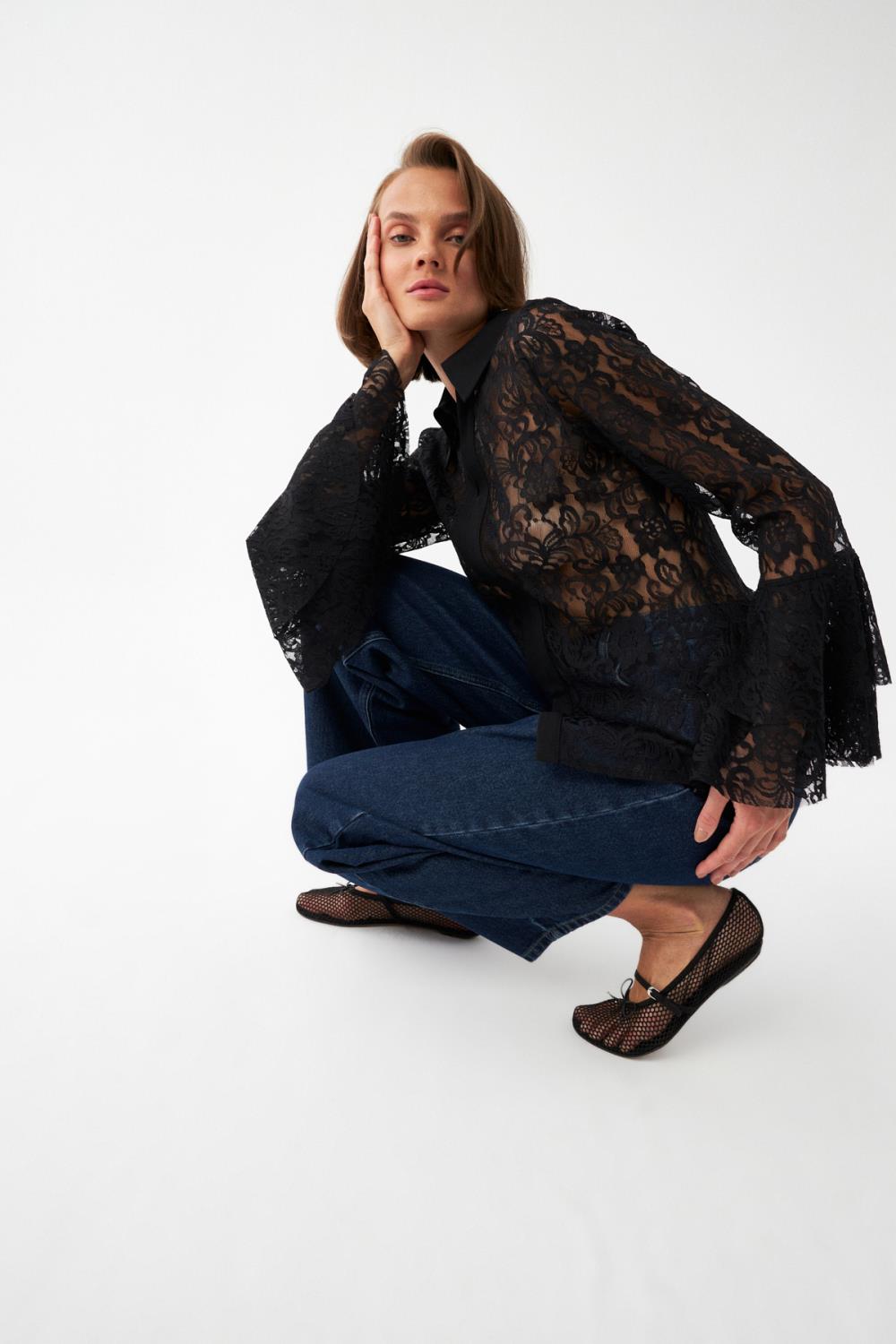 Dantelli Şifon Bluz