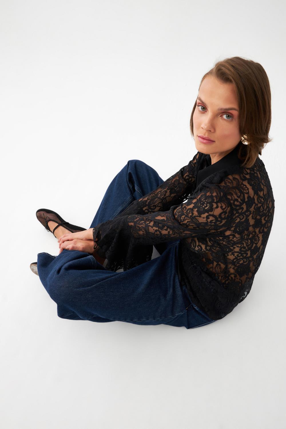 Dantelli Şifon Bluz