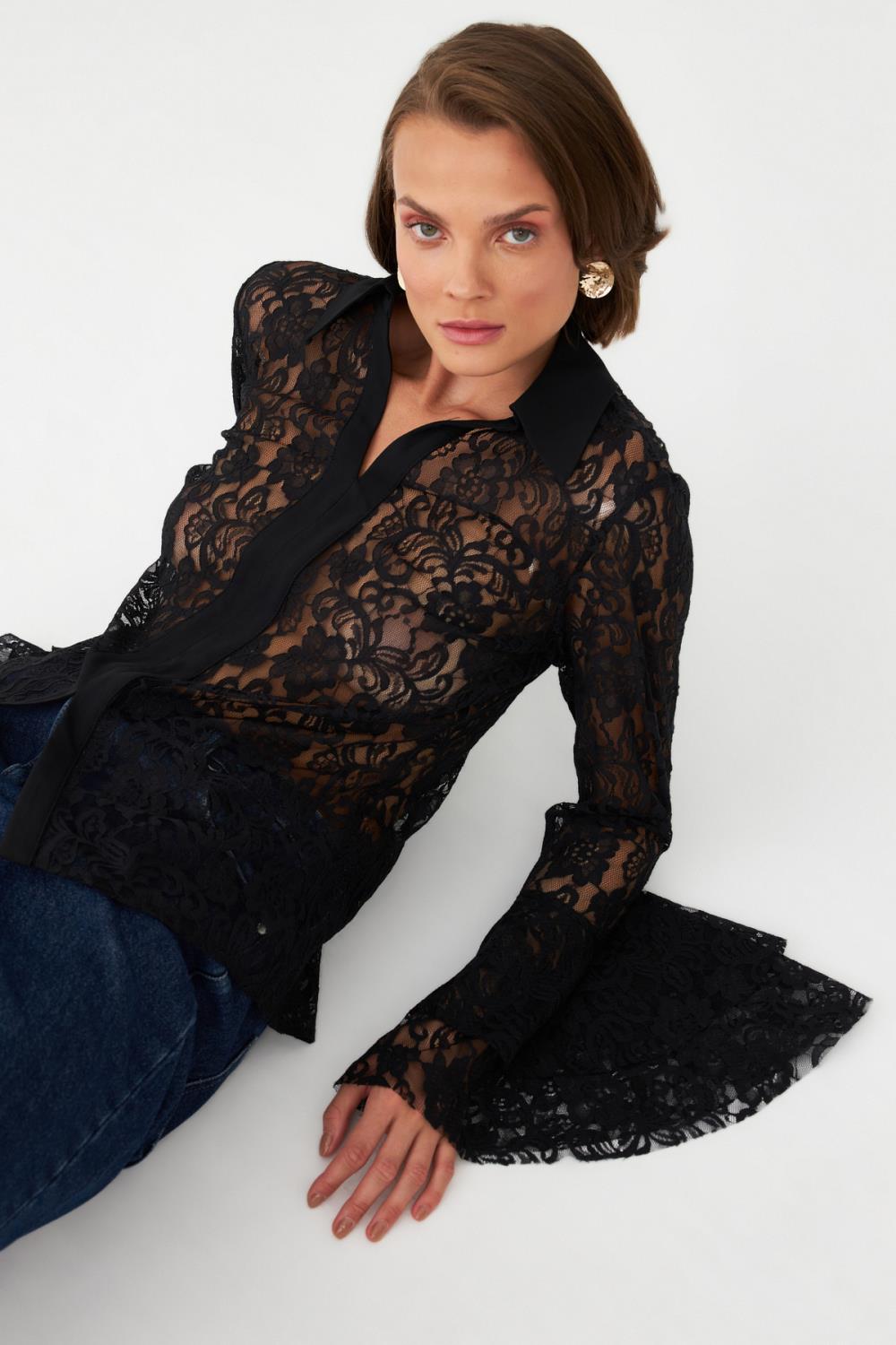 Dantelli Şifon Bluz