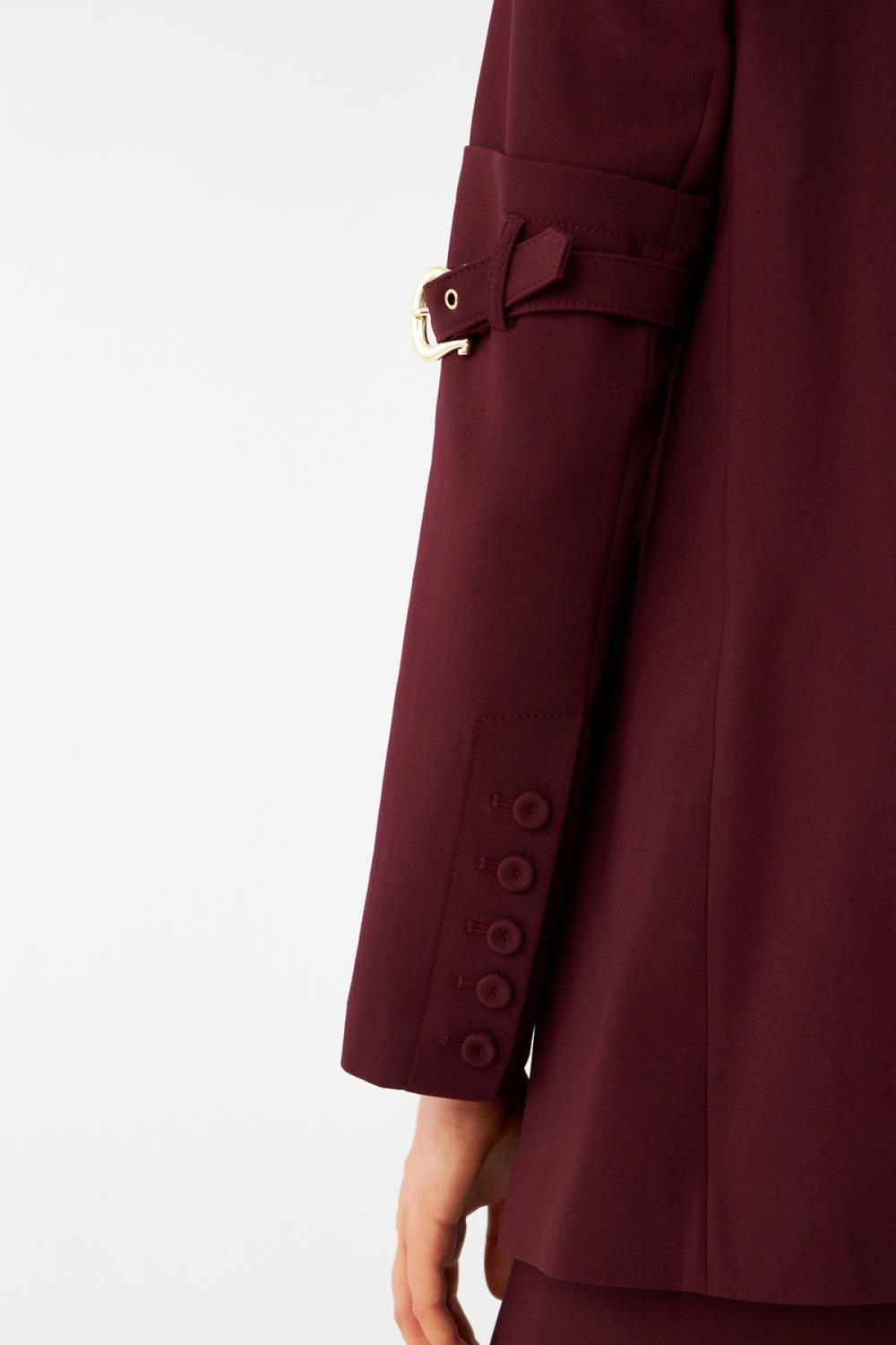 Bordo Gold Tokalı Kol Detaylı Kadın Blazer Ceket
