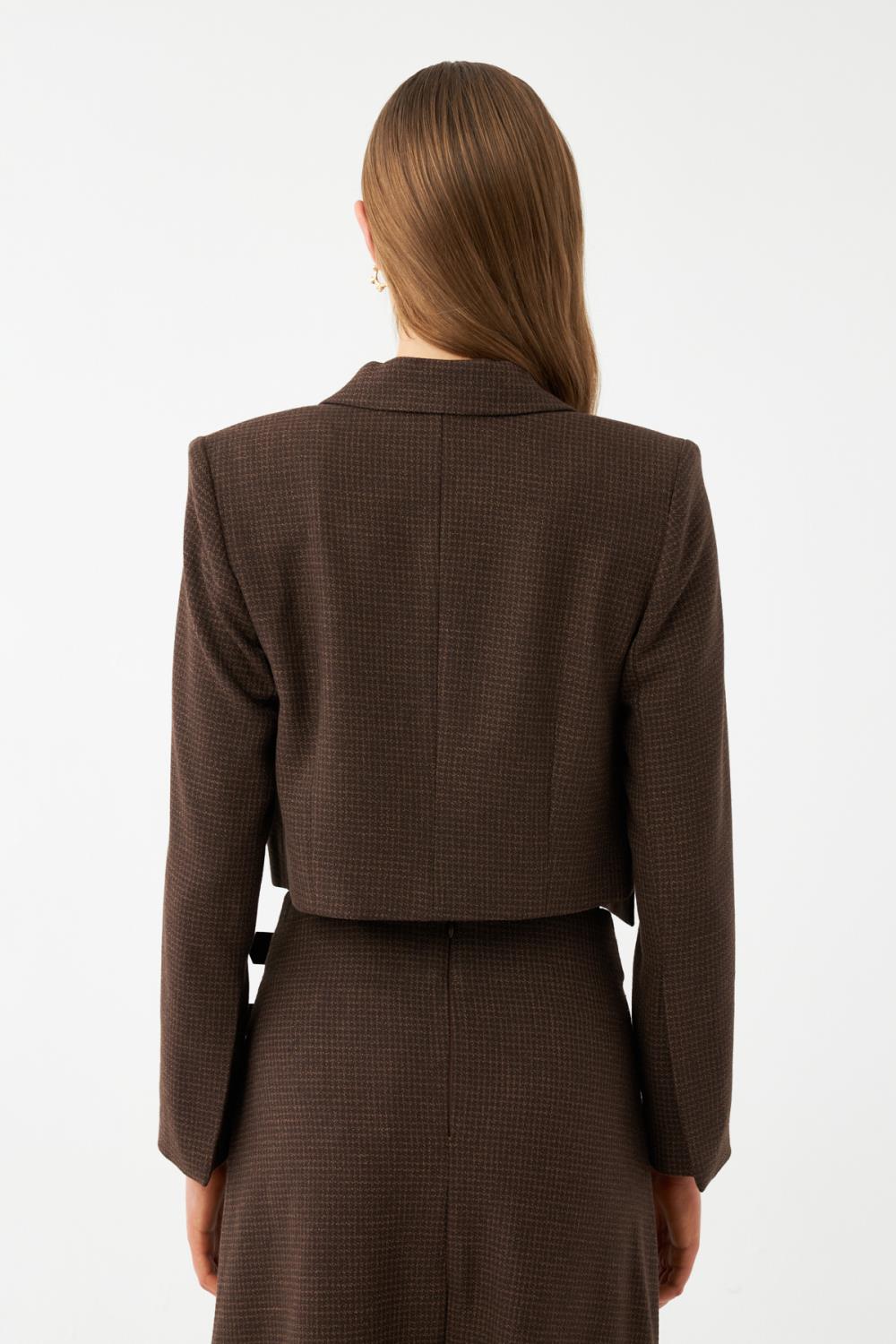 Tokalı Kemerli Blazer Ceket KAHVERENGİ