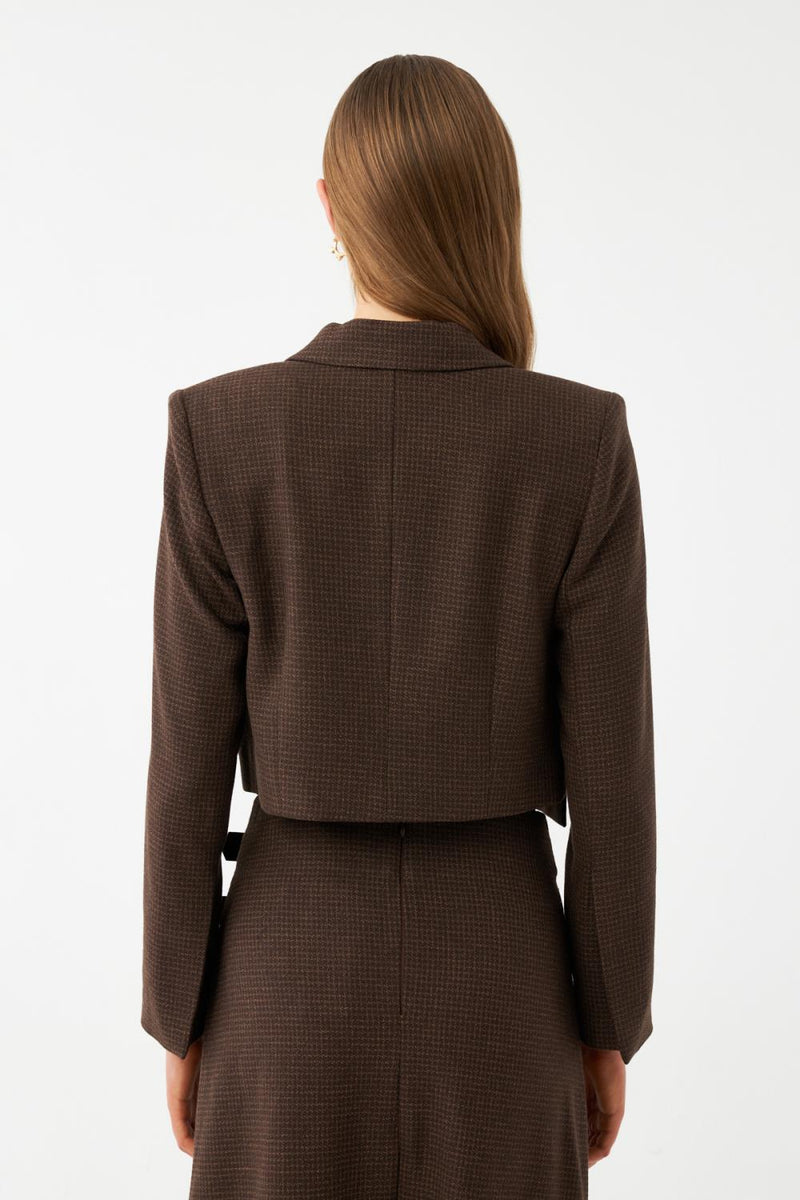 Tokalı Kemerli Blazer Ceket KAHVERENGİ