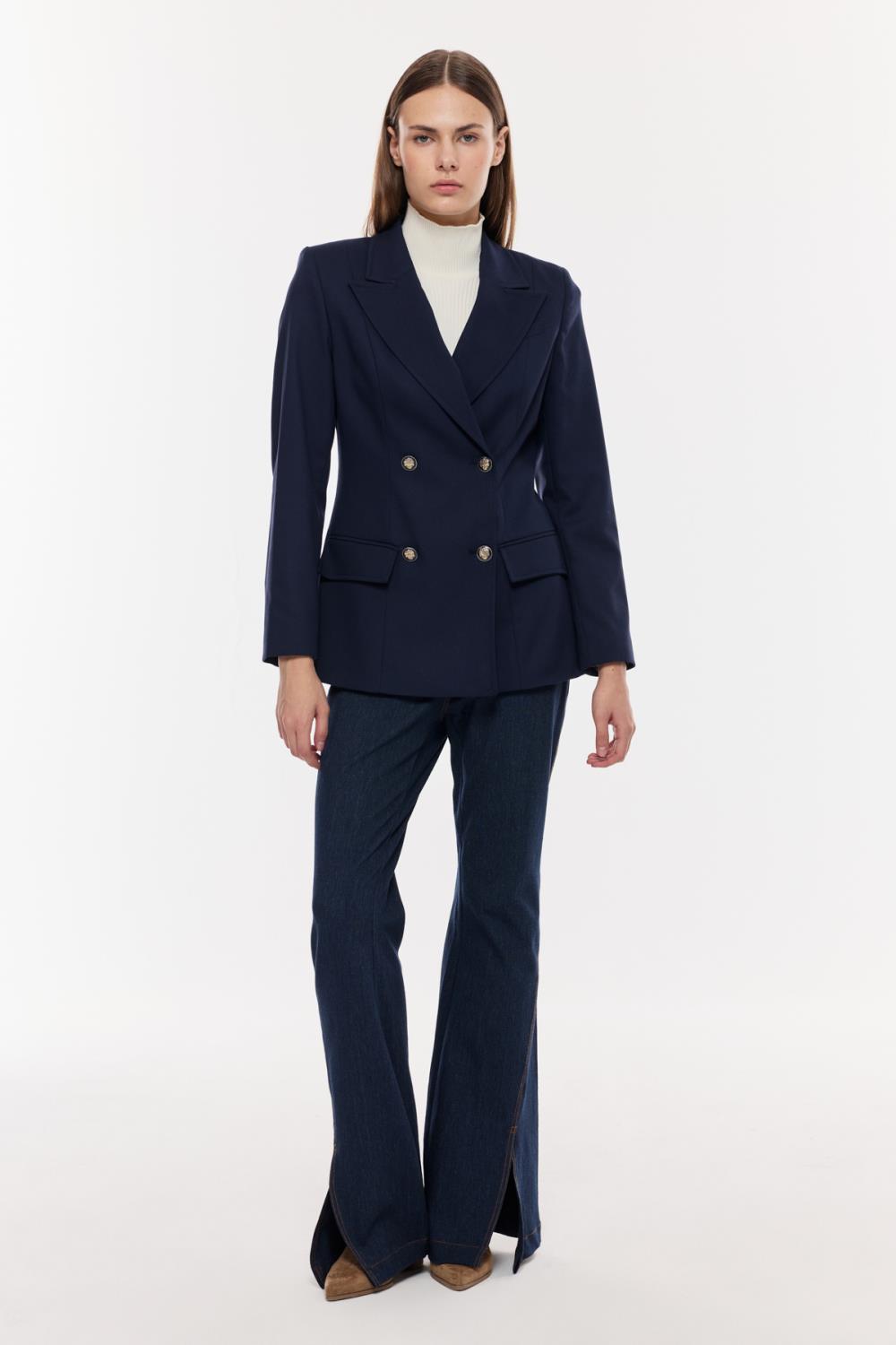 Çift Düğmeli Klasik Blazer Ceket