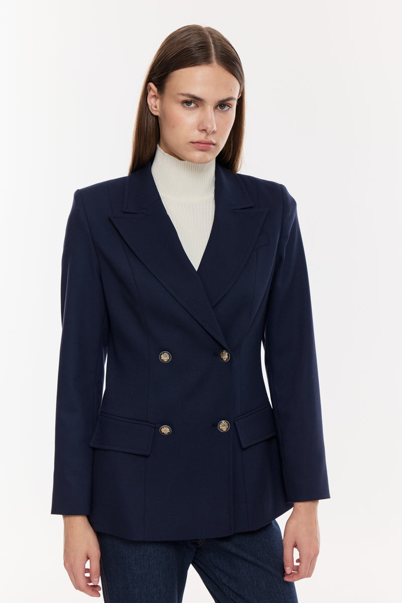 Çift Düğmeli Klasik Blazer Ceket LACİVERT