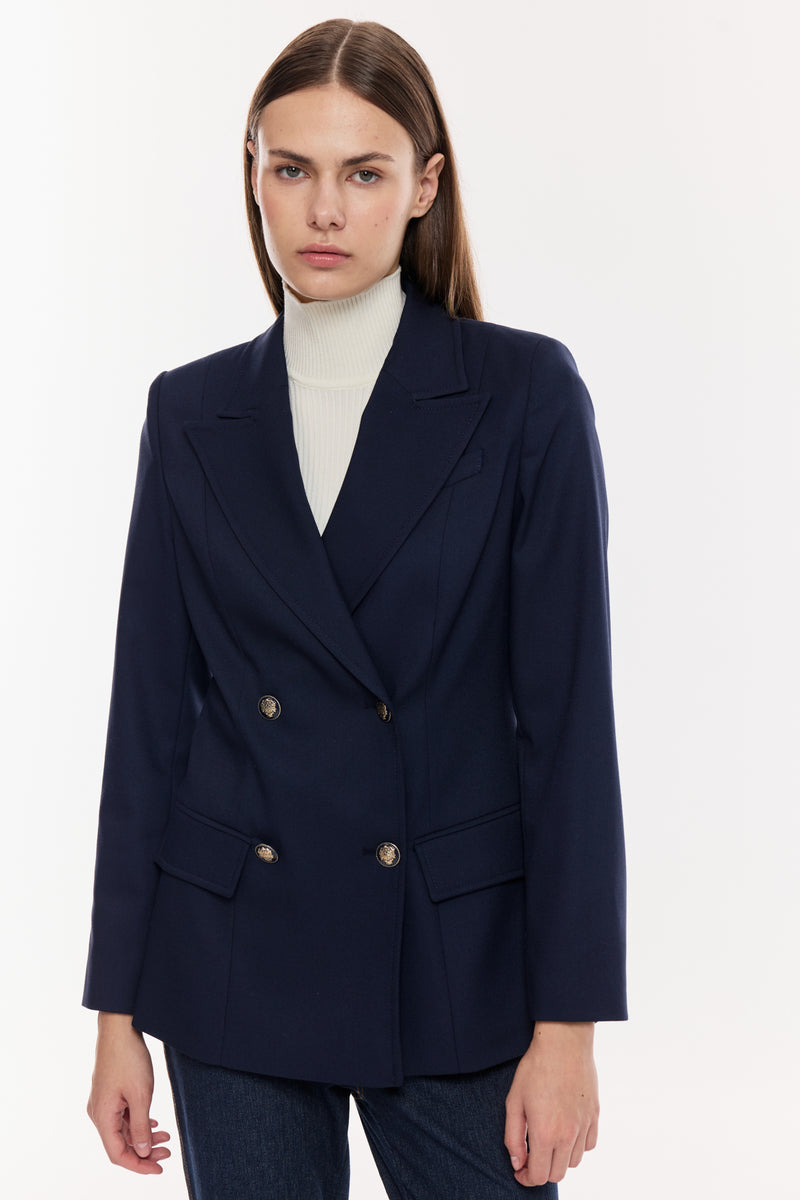 Çift Düğmeli Klasik Blazer Ceket LACİVERT