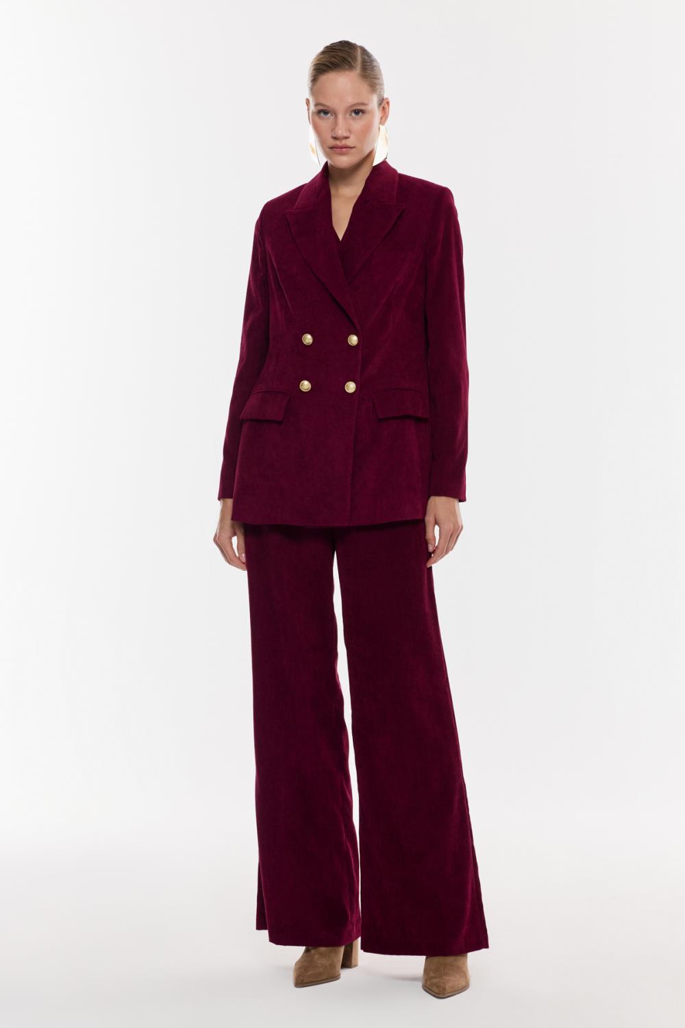 Çift Düğmeli Blazer Ceket BORDO
