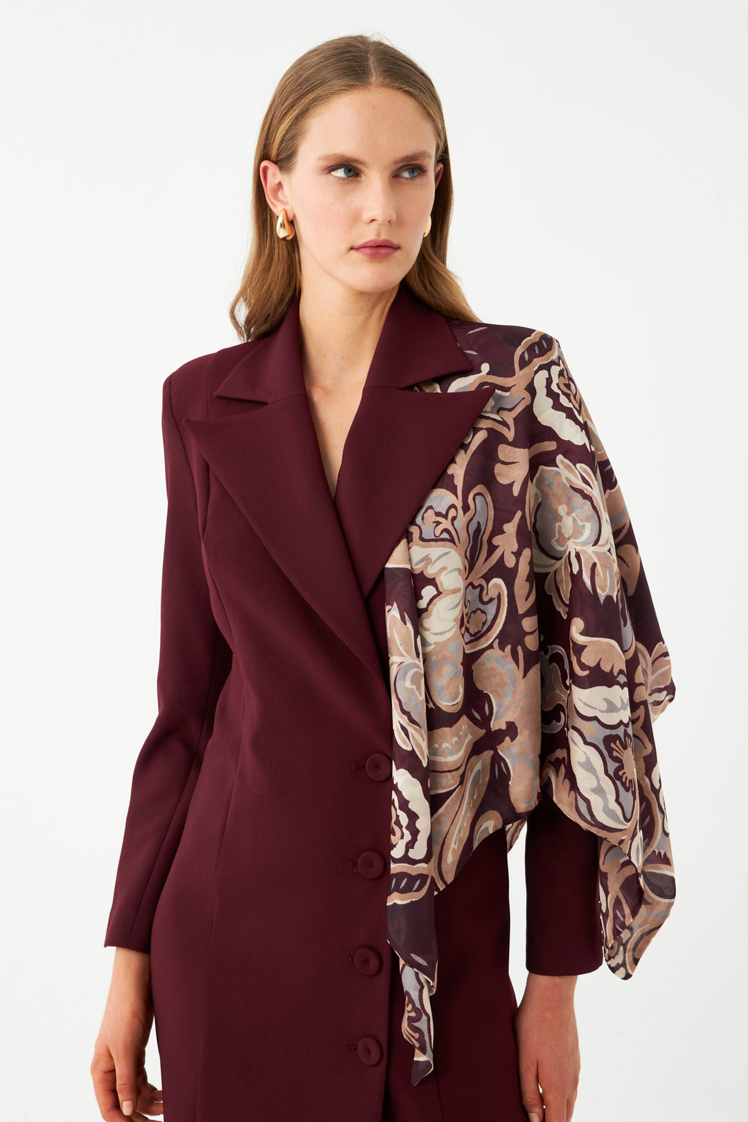 Şal Detaylı Blazer Elbise