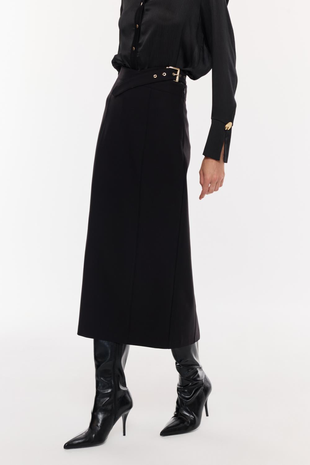 Kuşak Detaylı Kalem Etek