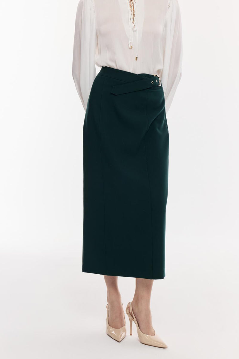 Kuşak Detaylı Kalem Etek