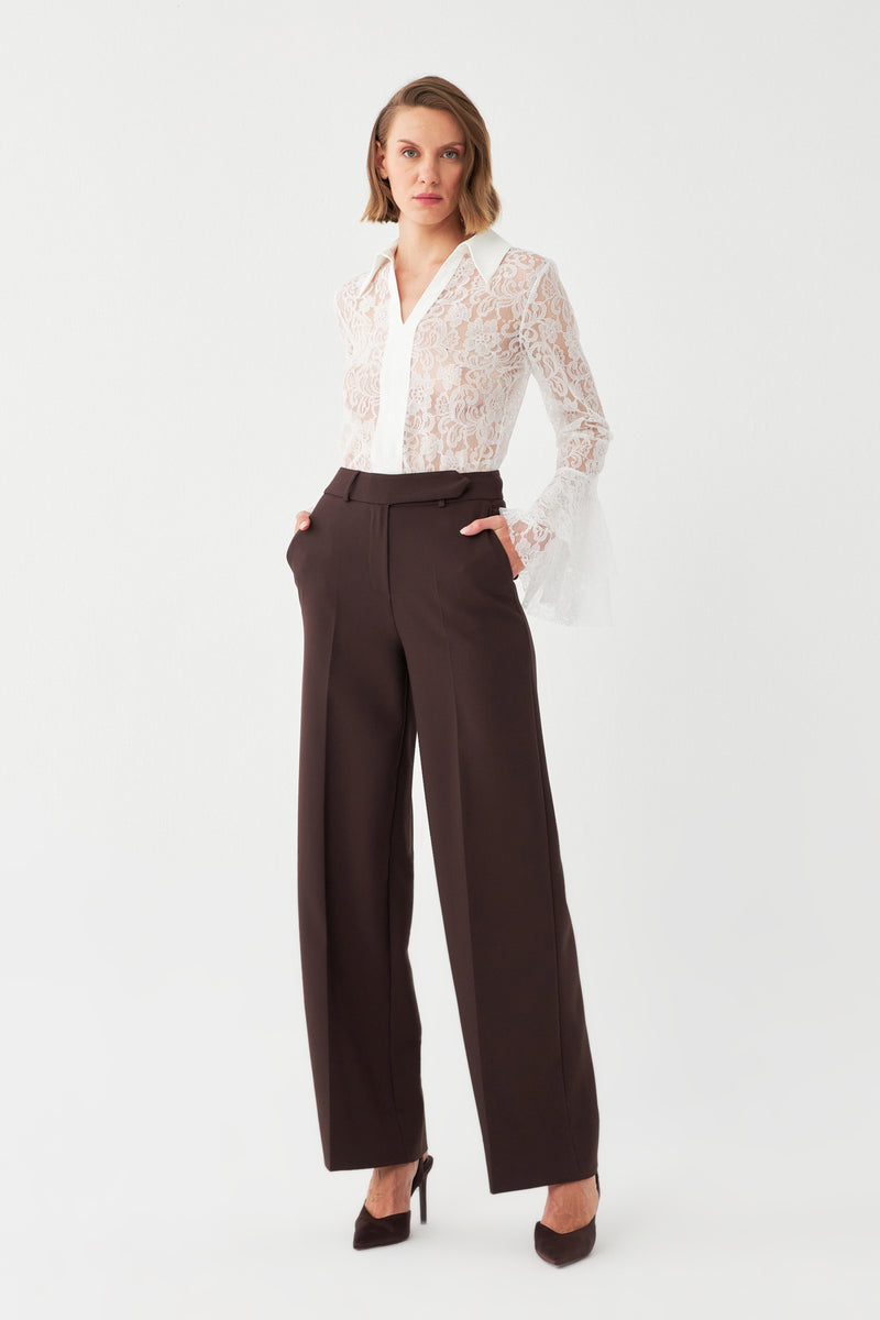 Yüksek Bel Geniş Paça Pantolon