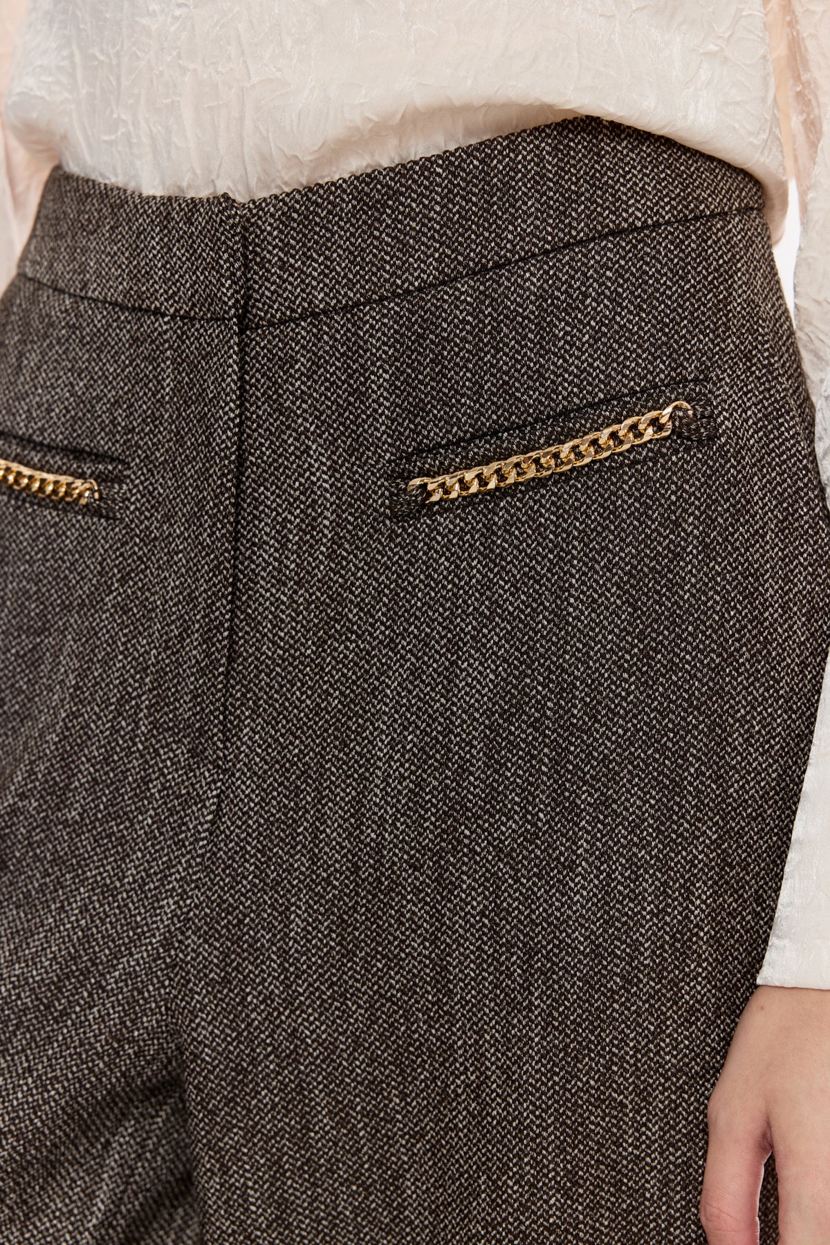 Zincir Detaylı Geniş Paça Pantolon